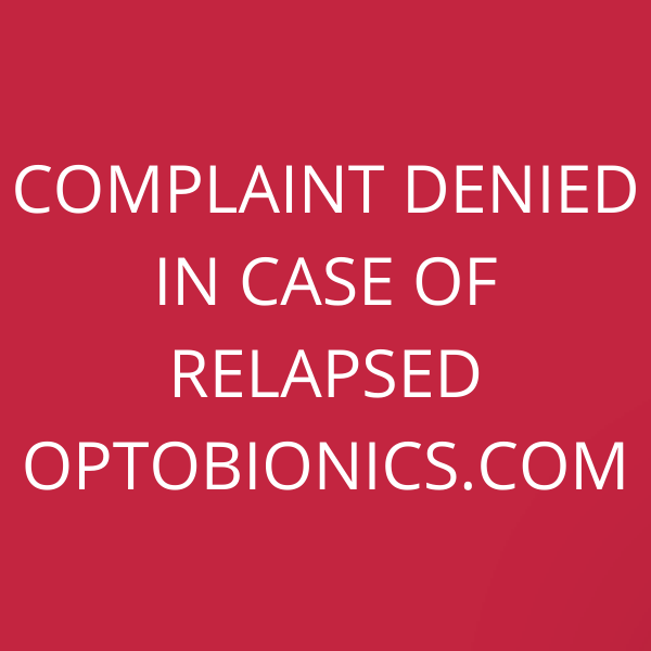 Complaint denied in case of relapsed OptoBionics.com