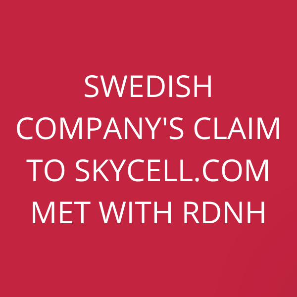 Swedish company’s claim to SkyCell.com met with RDNH