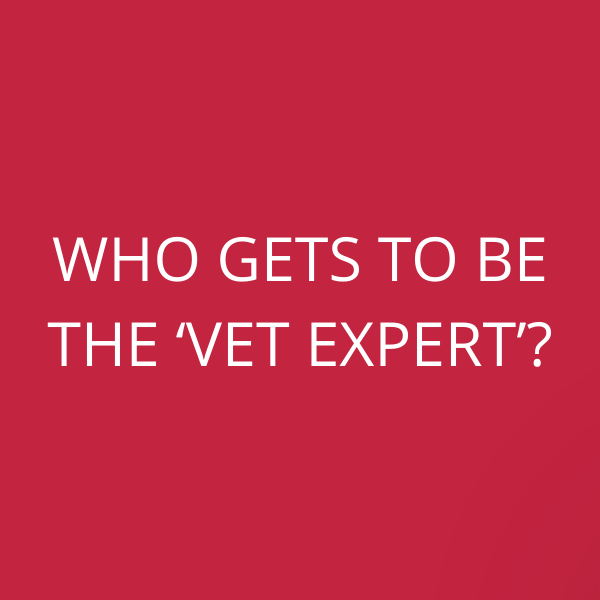 Who gets to be the ‘Vet Expert’?