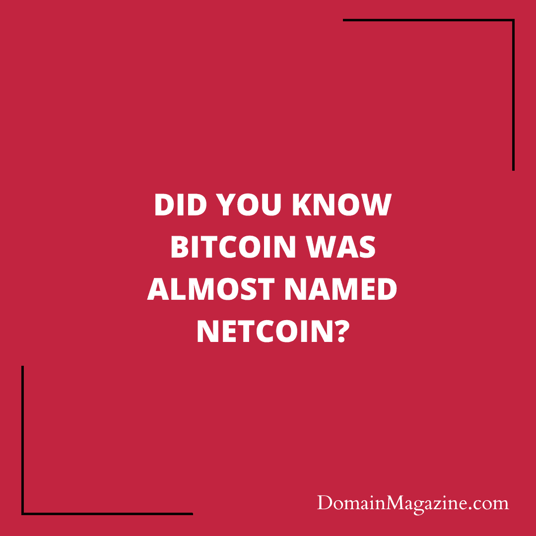 Did you know Bitcoin was almost named Netcoin?