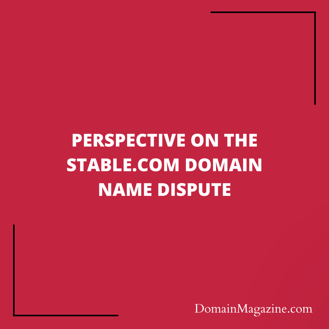 Perspective on the Stable.com Domain Name Dispute